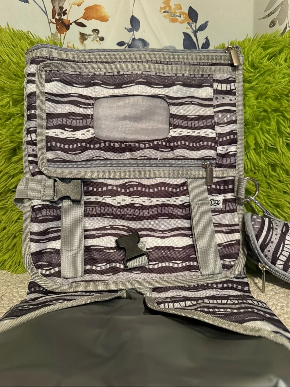 Cheeky Chompers Gray Patterned Portable Changing Baby Pad B13